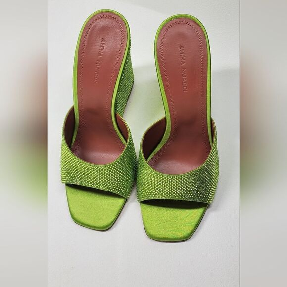 Amina Muaddi Lupita Crystal Wedges - White/Crystals EU 39.5‎  New - Picture 3 of 11